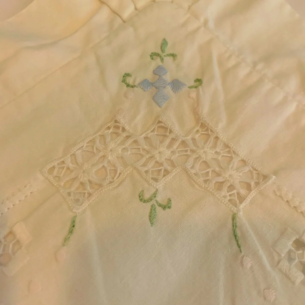 Vintage Baby Embroidered Pillow Shams Set Of 3 Light Blue & White - Picture 9 of 9